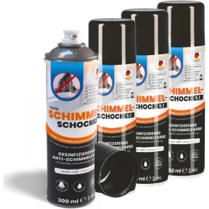 Tonis SCHIMMELSCHOCK 4er Set Anti-Schimmel-Farbe als Spray für weiße Wände und Decken.