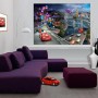 Disney Cars Fototapete mit Lightning McQueen vor Londoner Skyline, 160x110 cm.