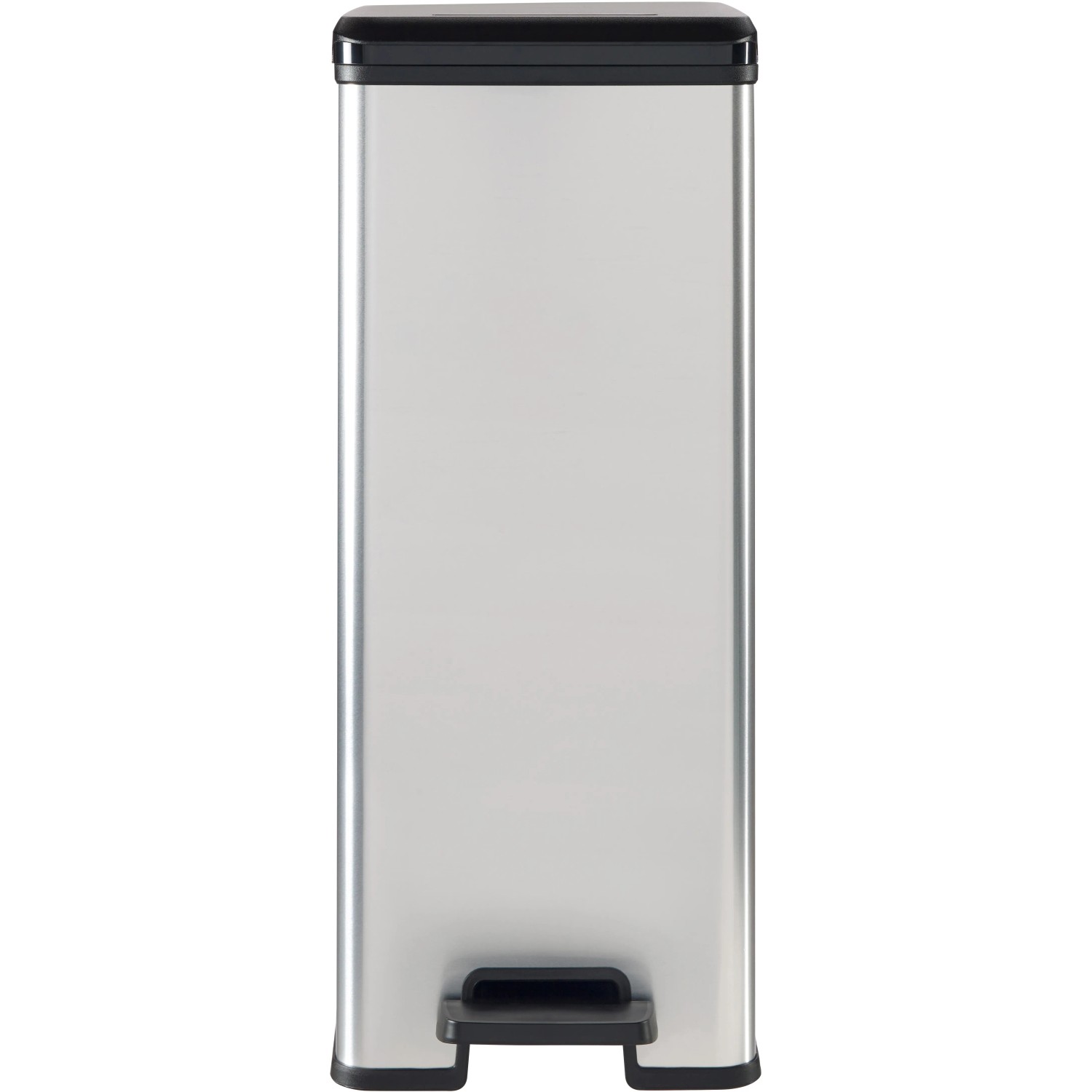Curver Deco Slim Mülleimer, 40 l, mit Pedal, Silber metallic.