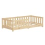 ML-Design Kinderbett 70x140 cm aus hellem Kiefernholz mit Lattenrost und Rausfallschutz.