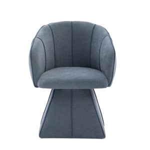 PXloue Stühle Drehstuhl 360 Grad Drehsessel mit Hoher Rückenlehne Chenille Blau