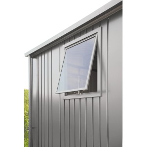 Biohort Seitenwandelement mit Fenster in Silber-Metallic für Gartenhäuser.