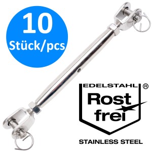 Toldoro 10 Stück M16 Wantenspanner Edelstahl Rostfrei V4A Sonnensegel Spanner Spannschloss Seilspanner Drahtspanner GabelGabel