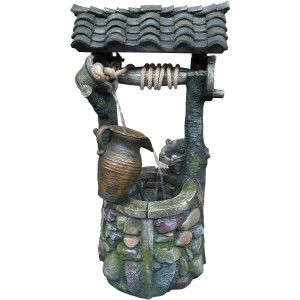 Silex Kunststeinbrunnen Meran für Garten und Terrasse imitiert einen Ziehbrunnen.