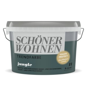 Eimer Schöner Wohnen Trendfarbe Jungle, matte, grüne Wandfarbe für Innenräume, 1 Liter.