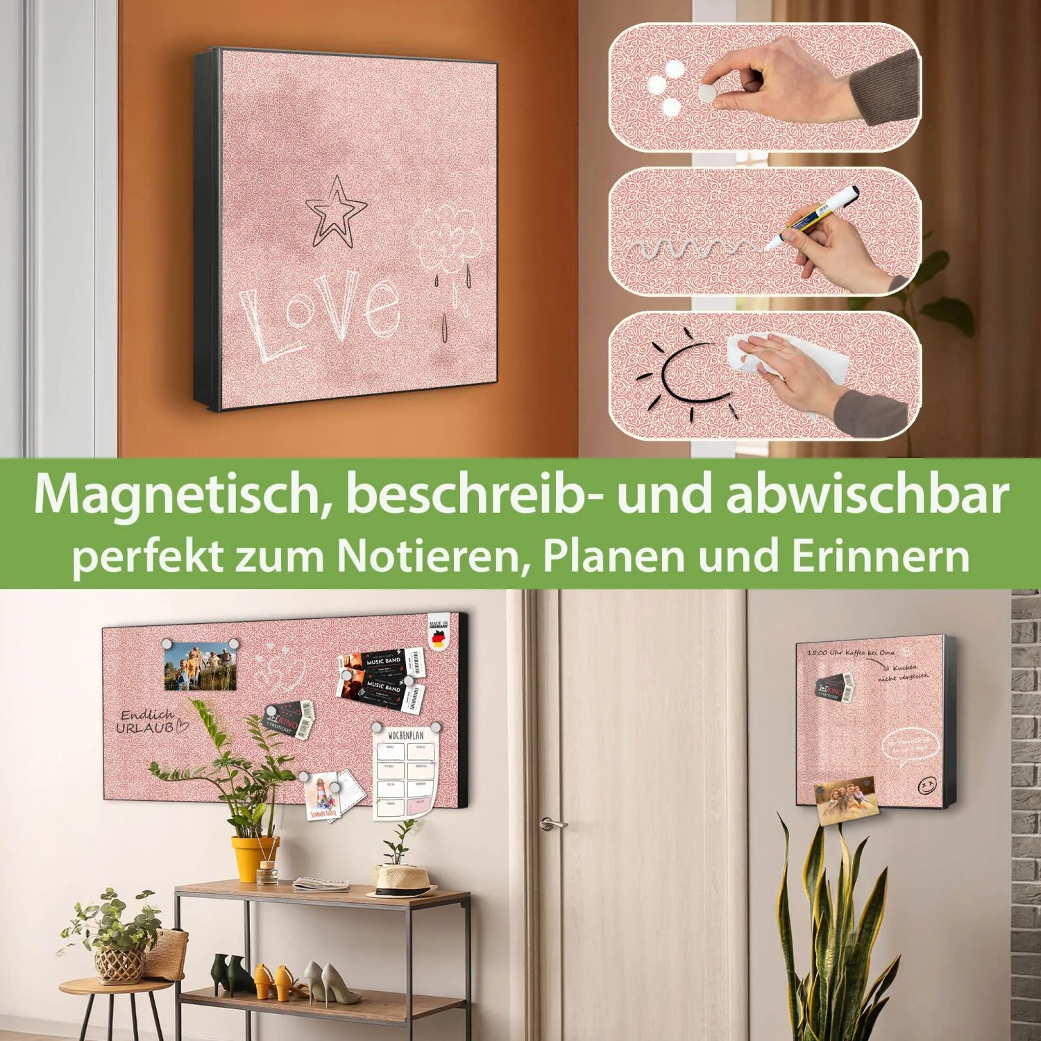 Banjado Schlüsselkasten Glas 30 x 30 cm Schwarz 50 Haken Magnetisch kaufen bei OBI
