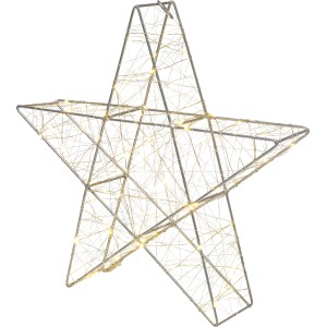 Silberner LED-Stern, 40 cm, für winterliche Außen- und Innendekoration.