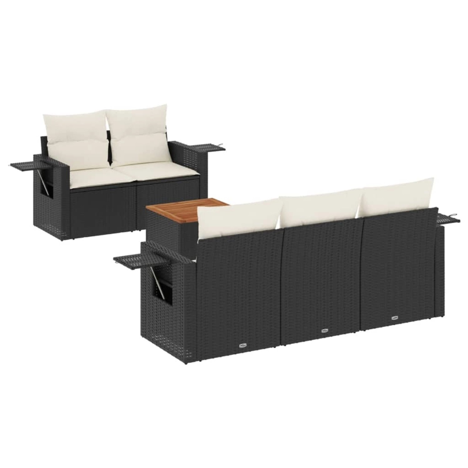 vidaXL 6-Tlg Garten-Sofagarnitur mit Kissen Schwarz Poly Rattan 3256777 günstig online kaufen