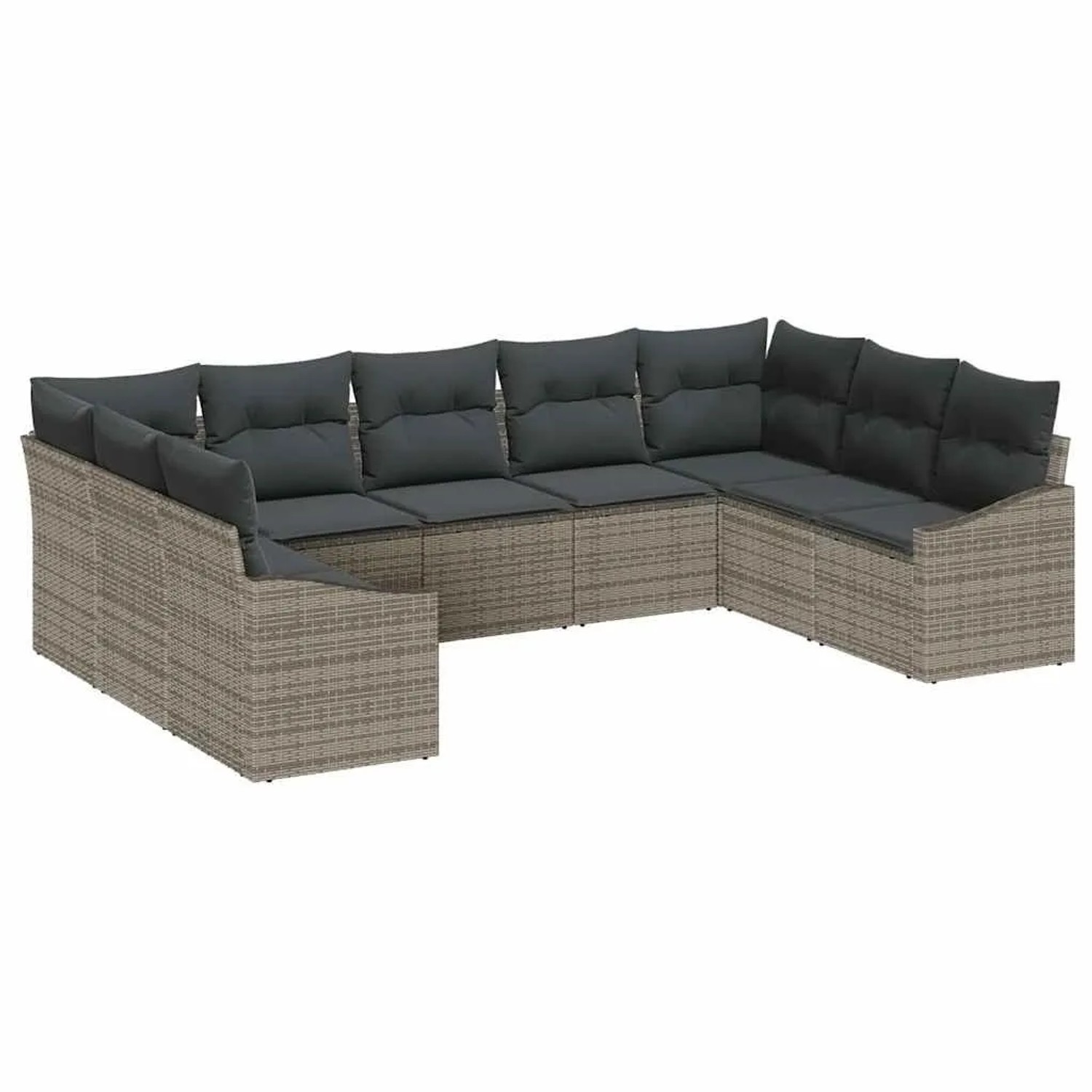 vidaXL Gartensofa-set mit Kissen mit Speicher 9-Tlg Grau Poly-Rattan 335554 günstig online kaufen