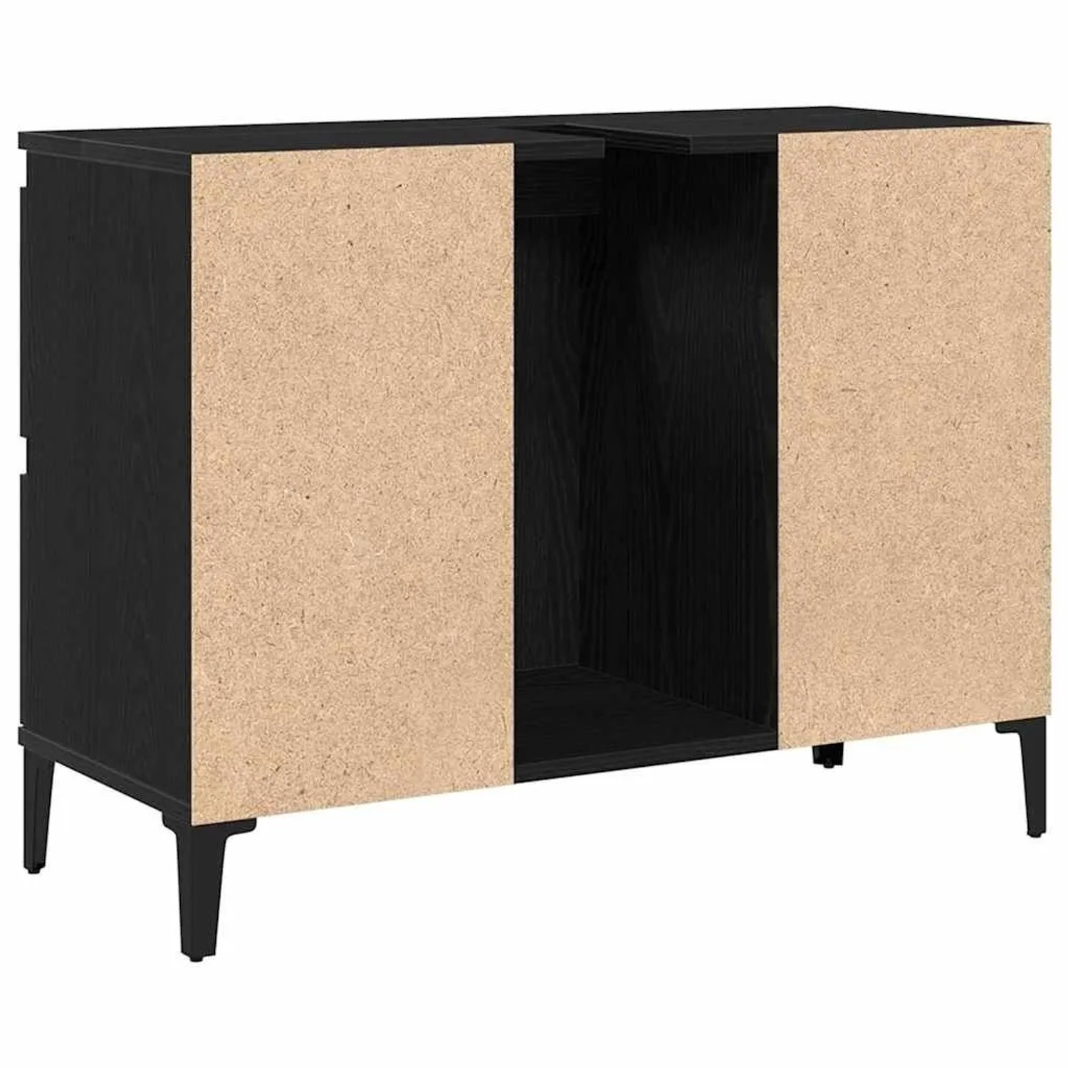 vidaXL Waschbeckenunterschrank in Schwarz Eichen-Optik, 80x33x60 cm mit Tür.