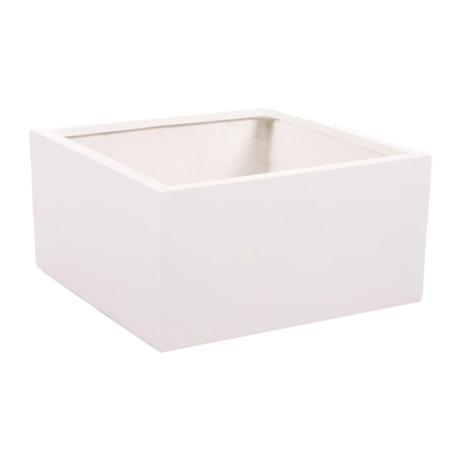Elegant Einrichten Pflanzkübel Fiberglas Niedrige Quadratisch 60x60x30cm Perlmutt-Weiß