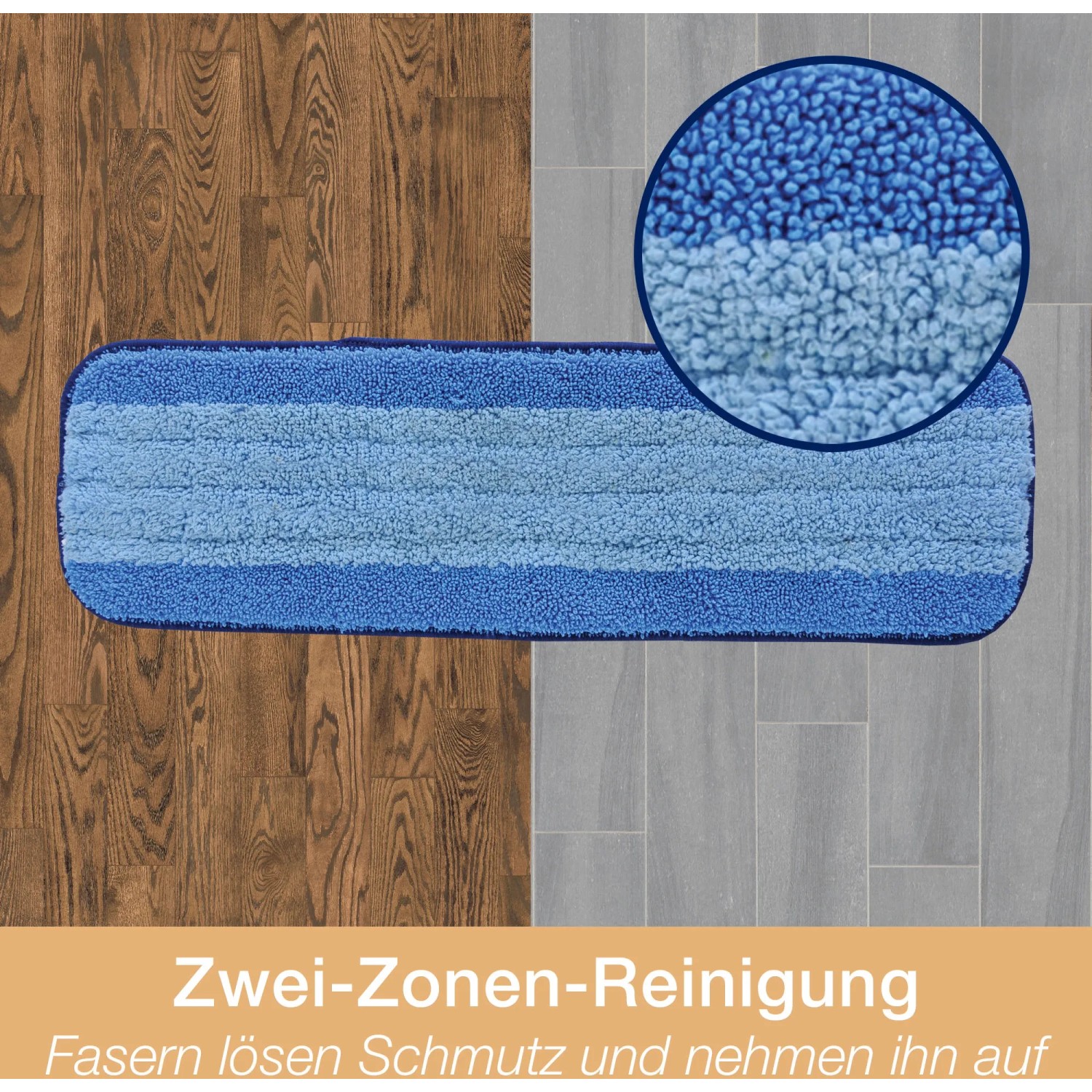 Bona Premium Spray Mop Pad für geölte Böden, blaues Mikrofaser-Reinigungspad mit zwei Zonen.