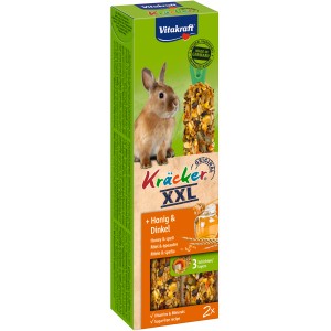 Vitakraft Kräcker XXL für Zwergkaninchen mit Honig und Dinkel, 2 Stück. Nager-Snack für artgerechte Beschäftigung.