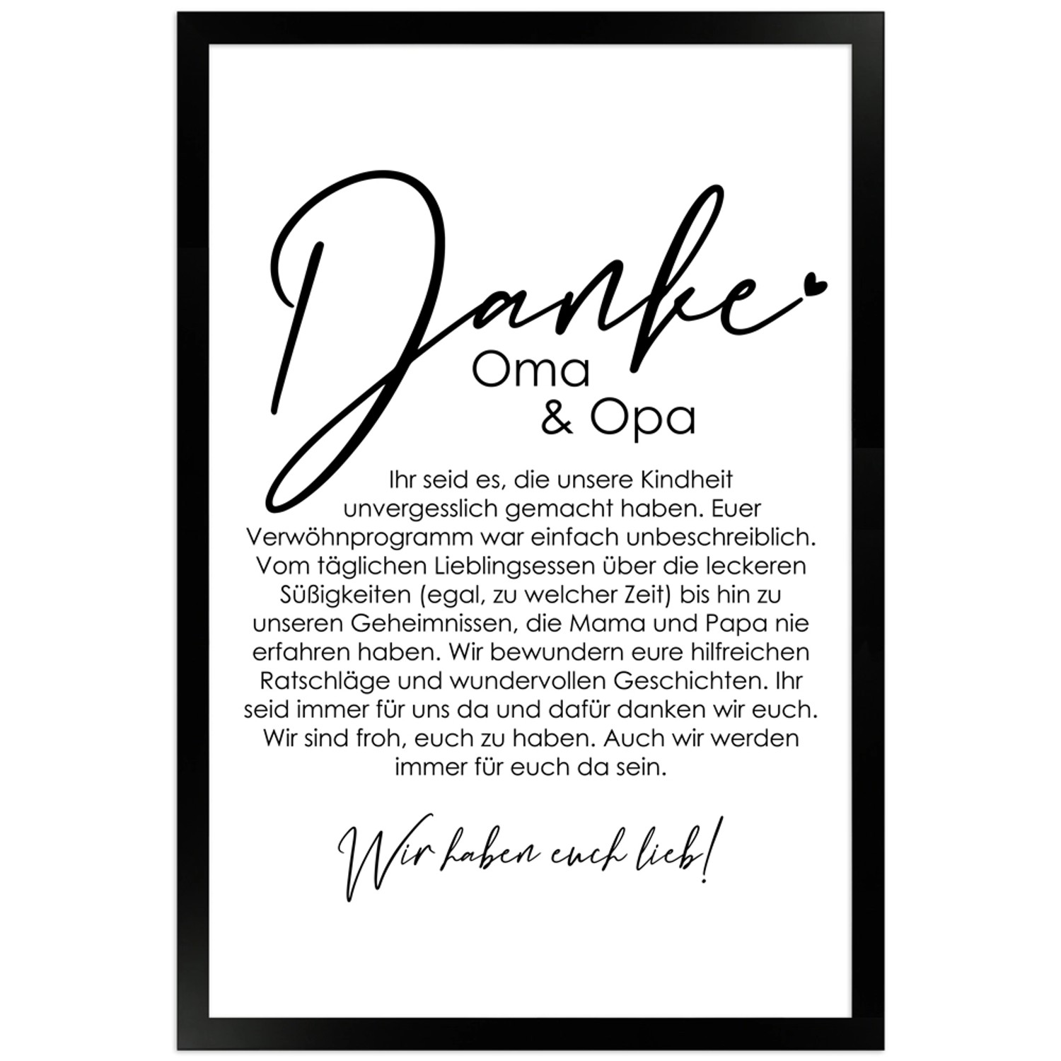 WANDStyle Gerahmtes Poster Danke Oma und Opa 30 x 45 cm Geschenkidee für Me günstig online kaufen