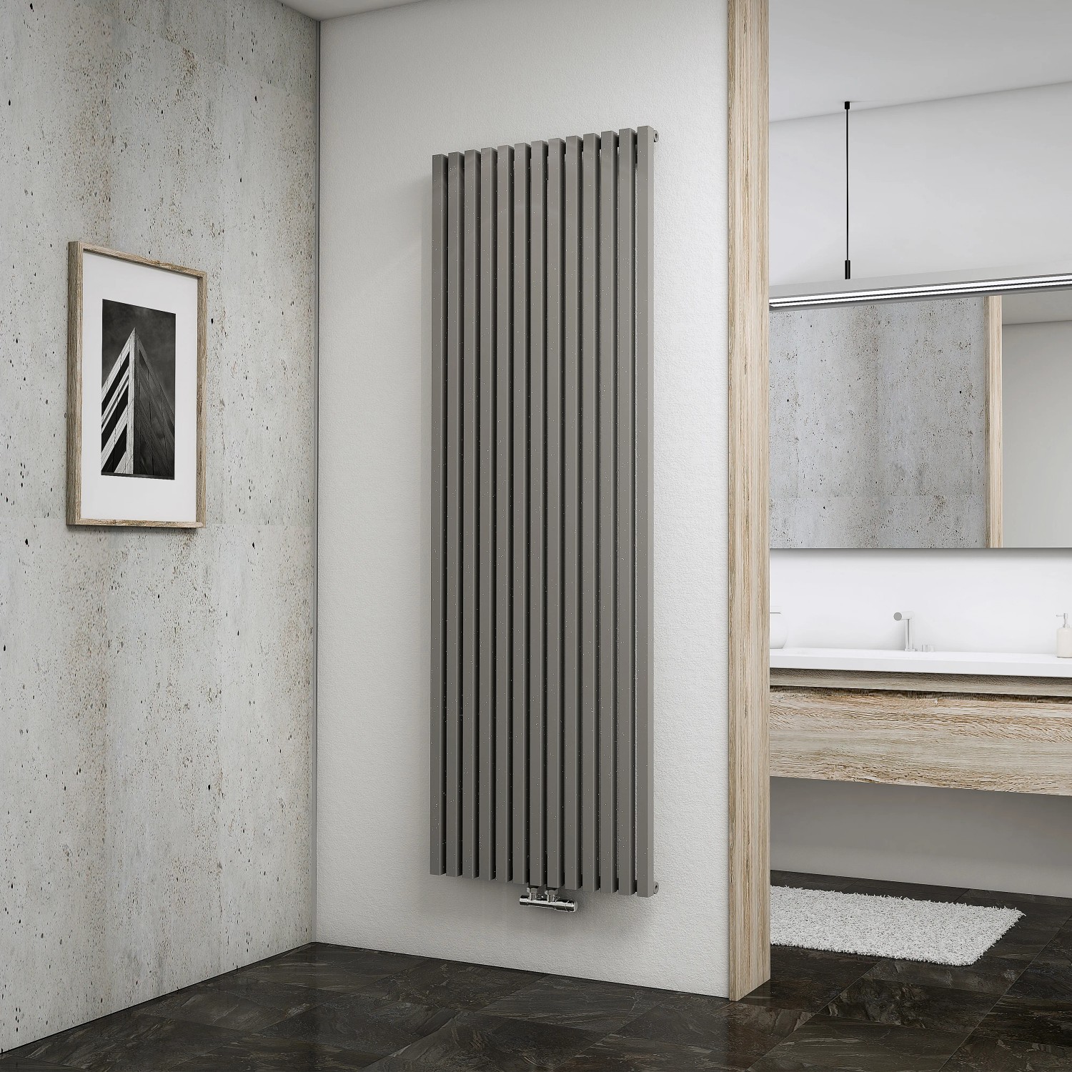 Schulte Design-Heizkoerper Lyon mit 1422 W Leistung in Reflex-Grau, 1800x606mm