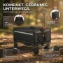 Schwarzer Albatros Bollerwagen, klappbar, 120L, mit Getränkehalter und Flaschenöffner für Camping & Freizeit.
