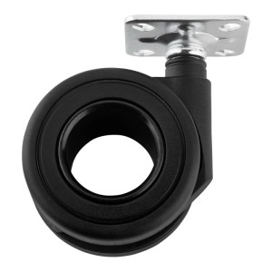 SOTECH Doppel-Möbelrolle KÖLN, schwarz, Ø 65 mm, mit verzinkter Montageplatte. Belastbar bis 60 kg, 360° drehbar.