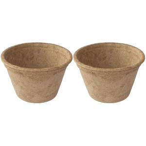 Zwei Proflora Kokosfaser Pflanztöpfe, 5 l, aus Kokosfasern und Naturkautschuk.