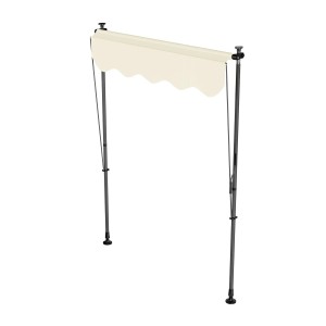Beige Klemmmarkise Kapstadt 150x120 cm, ohne Bohren montierbar, für Balkon und Terrasse.