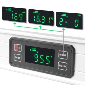 Detailaufnahme der digitalen STAHLWERK Wasserwaage DW-1000 ST mit LED-Anzeige.