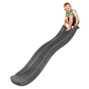 Graue Axi Sky175 Rutsche mit Wasseranschluss und Kind. Ideal für Spielplatz & Garten.