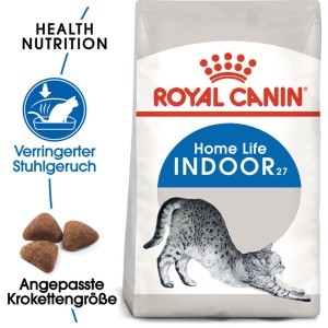 Royal Canin Indoor 27 Trockenfutter für Wohnungskatzen, 400g Packung.