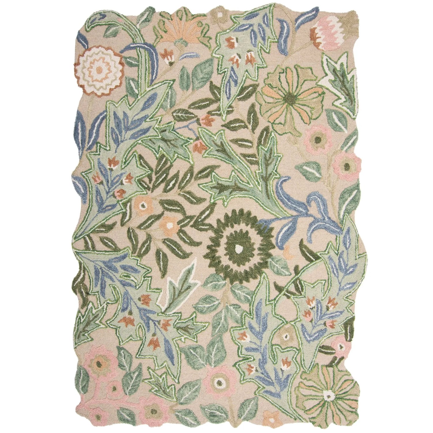 Flair Rugs Wollteppich Bryony Shaped Floral 160 cm x 230 cm Mehrfarbig
