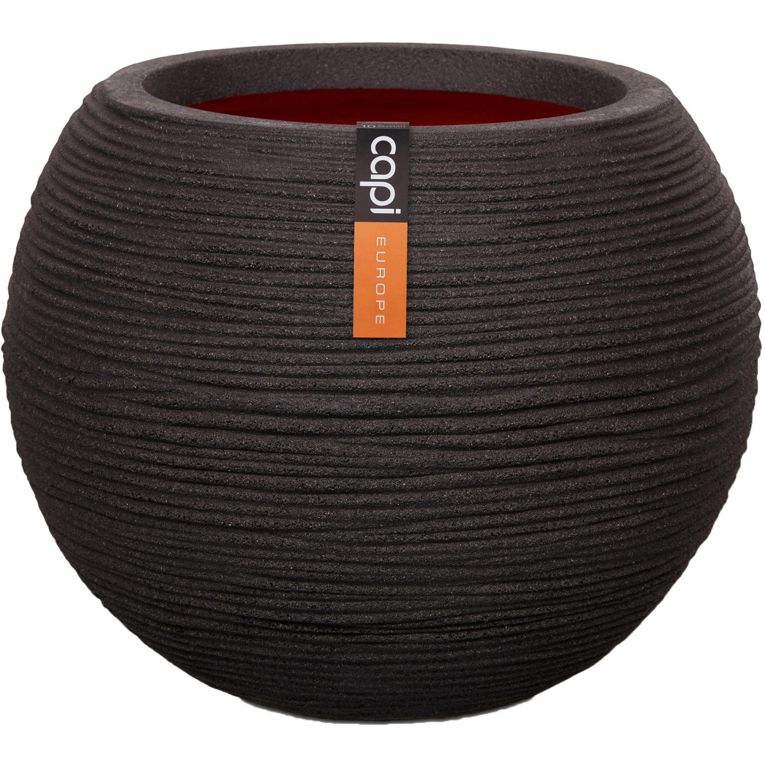 Capi Pflanztopf Nature Rib Kugel niedrig Riffel Ø 62 cm x 48 cm Schwarz