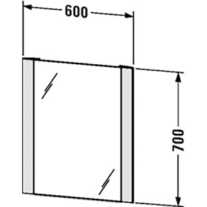 Duravit Leuchtspiegel mit seitlicher LED-Beleuchtung, 70x60 cm, Maße.