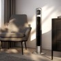 Brandson Turmventilator, 96cm, silberfarben, mit Fernbedienung und digitalem Display.