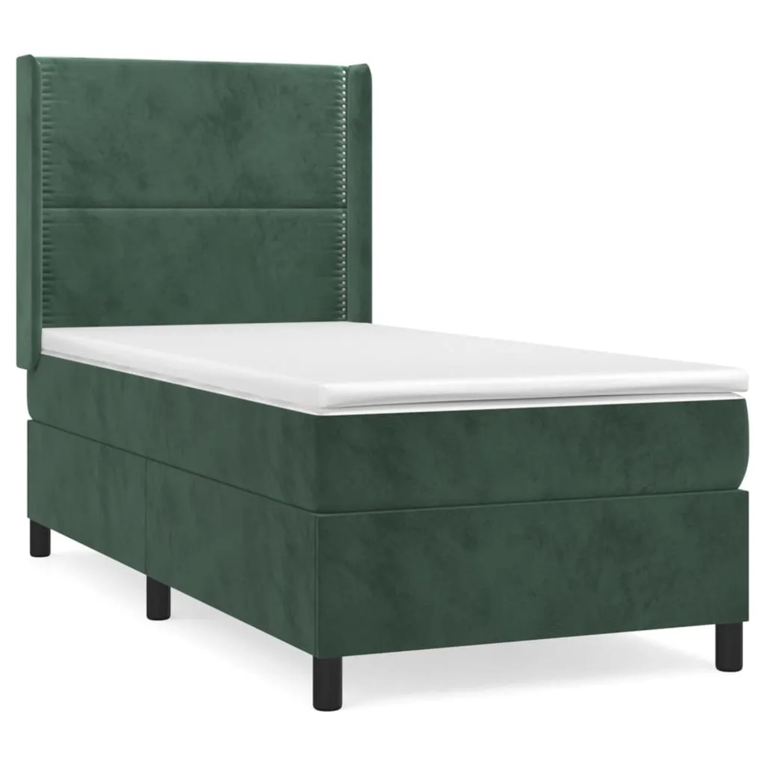 vidaXL Boxspringbett mit Matratze Dunkelgrün 100x200 cm Samt1378569