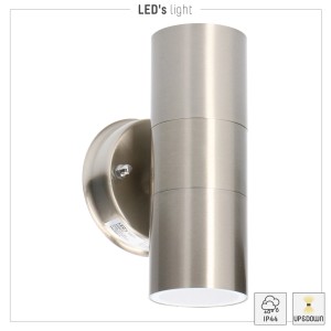 Moderne LED`s light Außenwandleuchte, 2-flammig, aus Edelstahl für den Außenbereich.