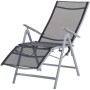 Grauer Garden Pleasure Relaxsessel Ariola, klappbar, mit Fußteil. Ideal für Garten und Balkon.