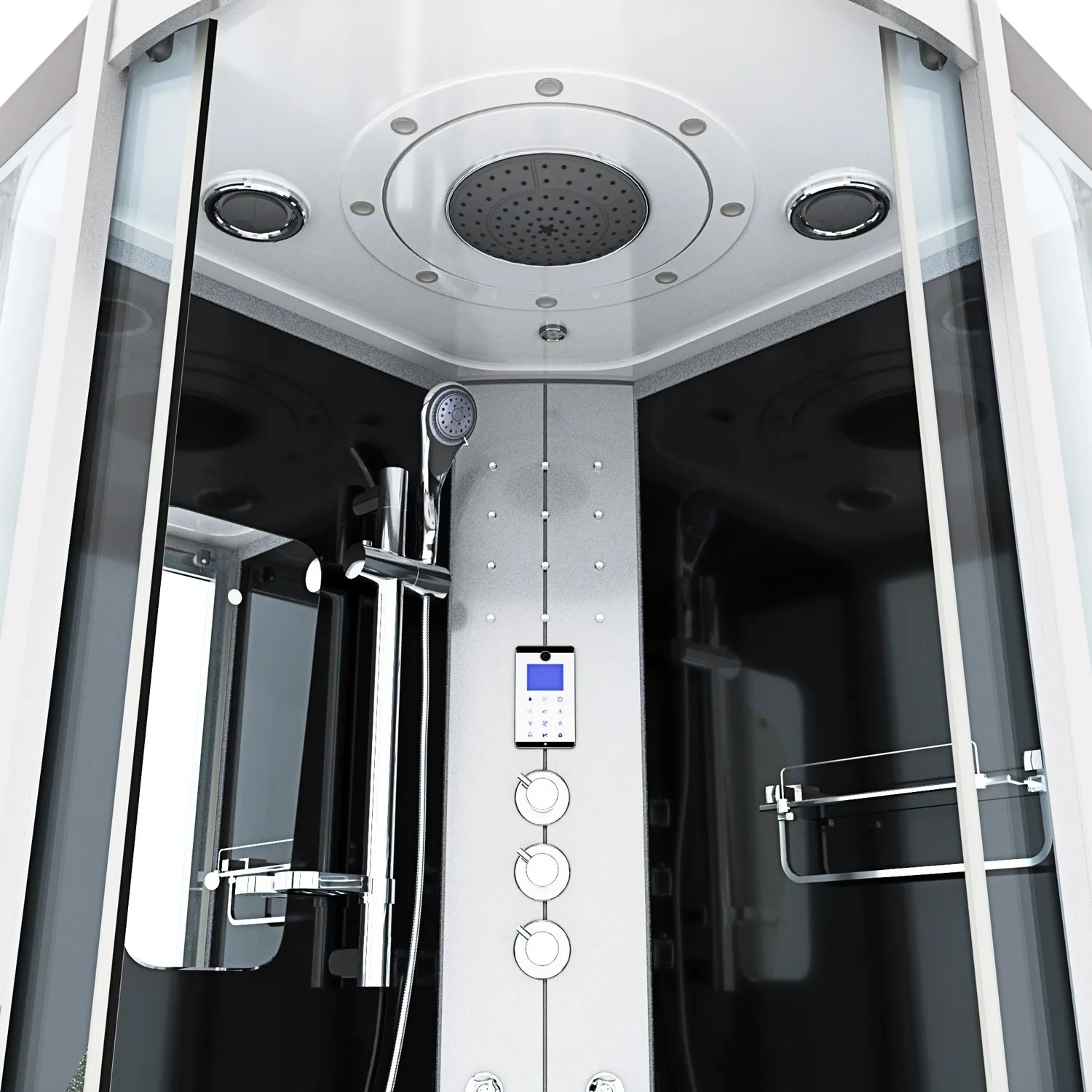 AcquaVapore Duschkabine 100x100 cm mit Regendusche, Handbrause und Rückenmassagedüsen.