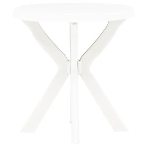 Weißer Bistrotisch vidaXL, Ø70 cm, aus Kunststoff. Gartentisch für Balkon und Terrasse.