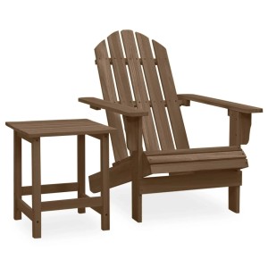 Brauner Adirondack-Gartenstuhl mit Tisch aus Tannenholz für Garten & Terrasse.