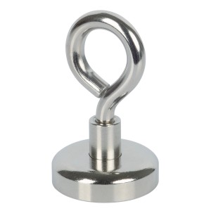 Fix-o-moll Topfmagnet Neodym mit Öse, 42 mm, silberfarben, für hohe Haftkraft.