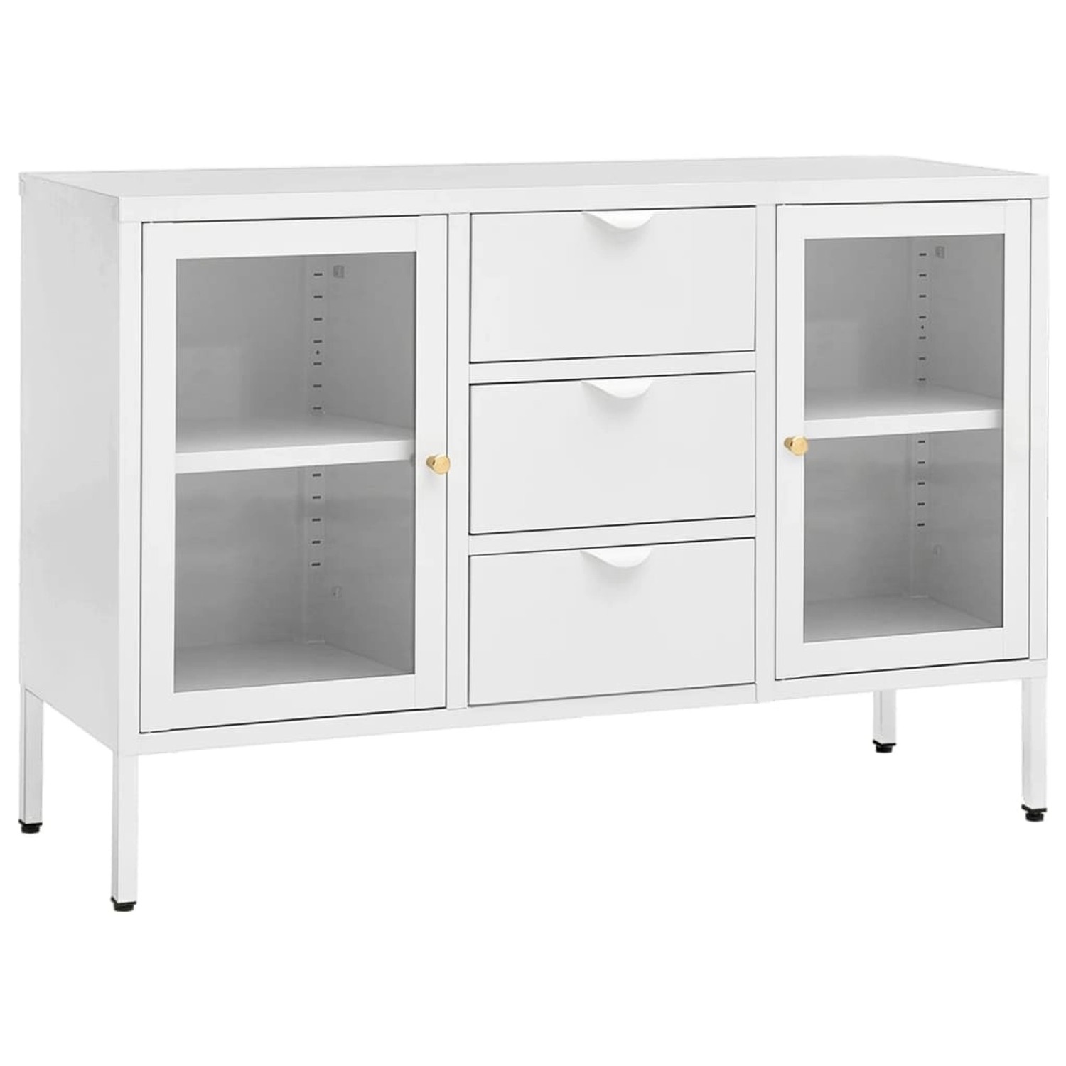 vidaXL Sideboard Weiß 105x35x70 cm Stahl und Hartglas 336077