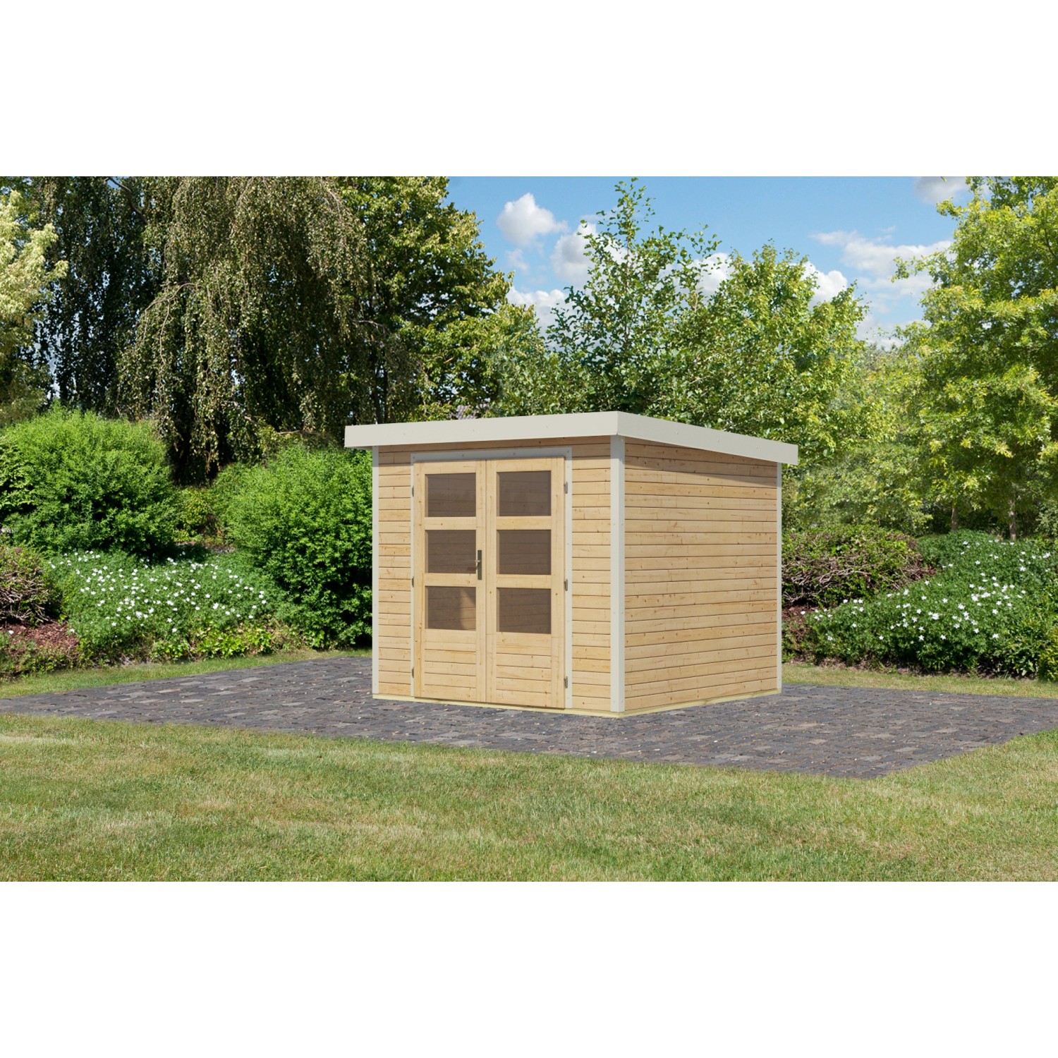 Karibu Gartenhaus Diego 3 A Naturbelassen/Weiß 209 x 238 x 213 cm günstig online kaufen