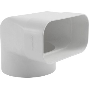 Weißes Marley Umlenkstück mit Stutzen, System 125 für Flachkanalsysteme und Rundrohrsysteme.