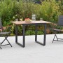 Merxx Paxos Gartenmöbel-Set: Klappsessel und Ausziehtisch aus Akazie und Aluminium für Balkon/Terrasse.