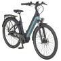 Prophete City E-Bike Geniesser 4.0, Damenrad in Schwarz/Silber mit Mittelmotor und Gepäckträger.