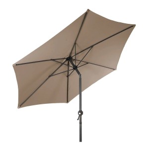 Taupe Lex XXL Alu Sonnenschirm Ø 3m, Kurbelschirm mit Knickfunktion für Garten & Terrasse.
