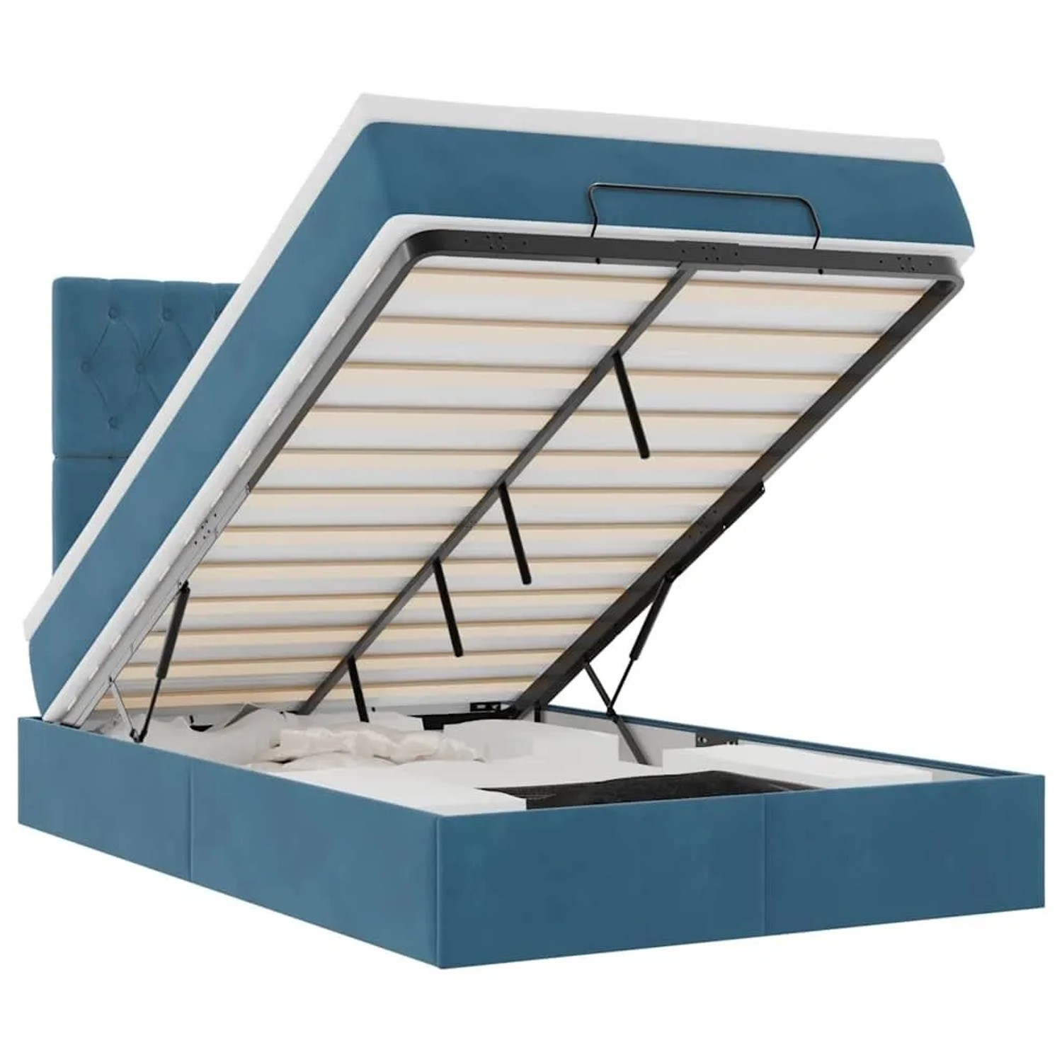 Thumbnail - vidaXL Ottoman-Bett mit Matratzen Dunkelblau 120x200 cm Samt 3313539