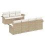 Beiges 8-teiliges vidaXL Garten-Sofa-Set aus Poly Rattan mit Tisch. Modulares Lounge Set für Garten und Terrasse.