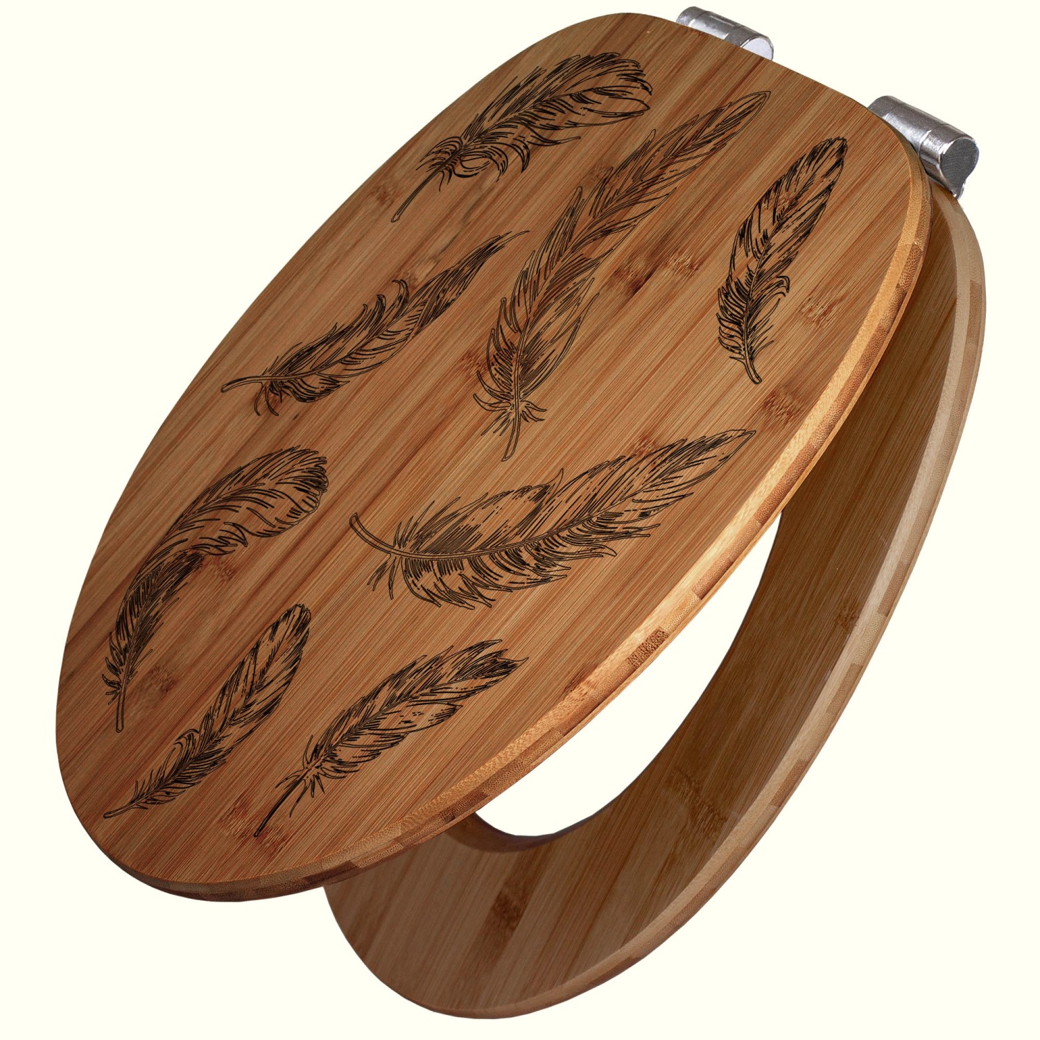 Banjado WC Sitz Bambus Holz Mit Gravur Toilettendeckel Mit Absenkautomatik günstig online kaufen