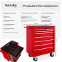 Tectake Werkzeugwagen  7 Kugelgelagerte Schubladen Mit Antirutschmatten Belastbarkeit 150 kg  69 x 33 x 79 cm Rot_6