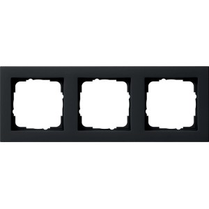 Gira Abdeckrahmen E2, 3-fach, Schwarz Matt für Schalter und Steckdosen.