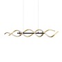 Goldfarbige Trio LED-Pendelleuchte Sequence, 1-flammig, geschwungenes Design, dimmbar.