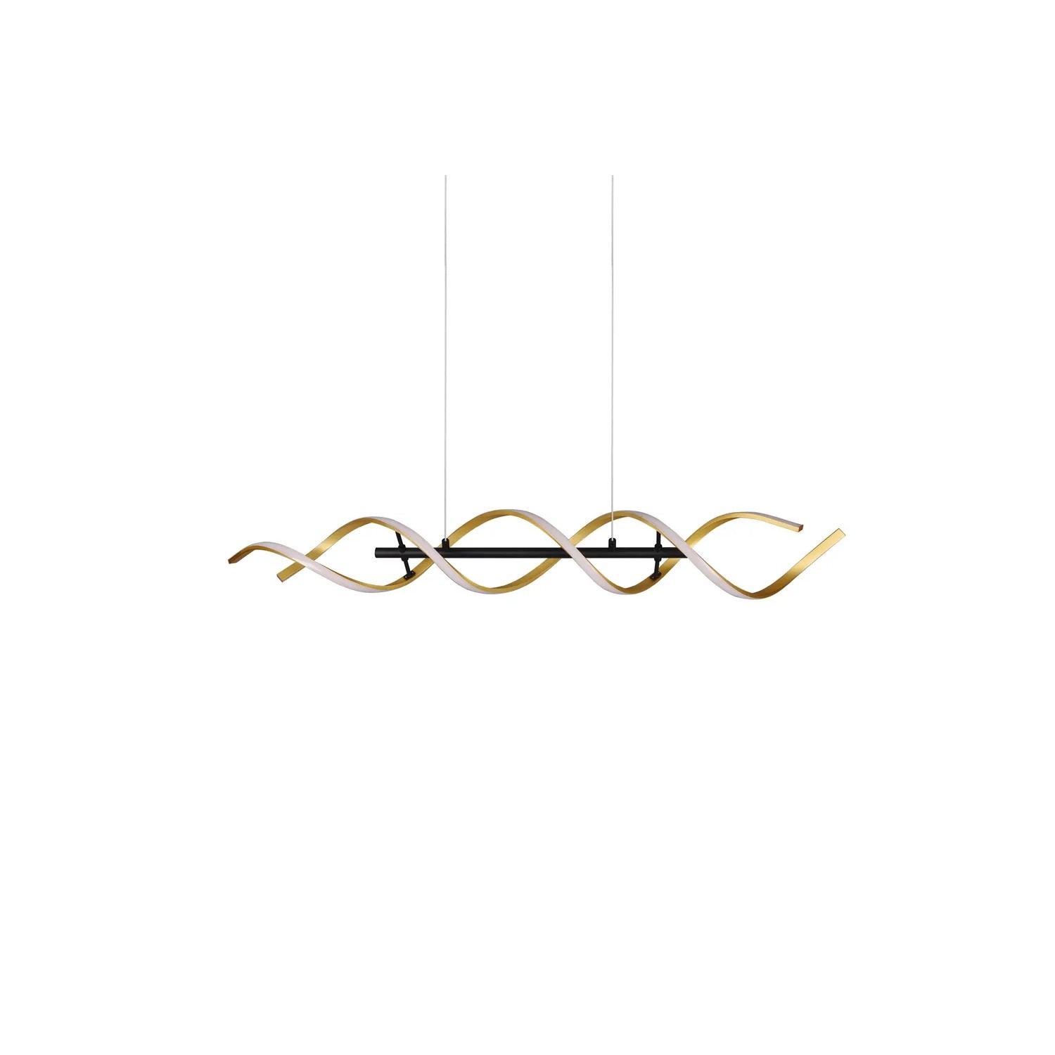 Goldfarbige Trio LED-Pendelleuchte Sequence, 1-flammig, geschwungenes Design, dimmbar.